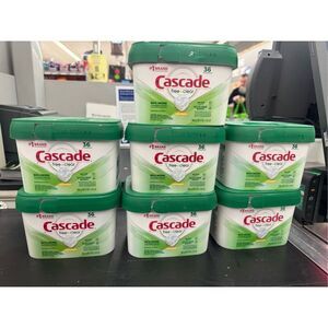 Bundle/lot of 7x 36 tabs cascade free & clear lemon dishwasher packs